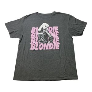 Blondie Debbie Harry Graphic T-Shirt Gray Pink Rock Band Tee Mens Large